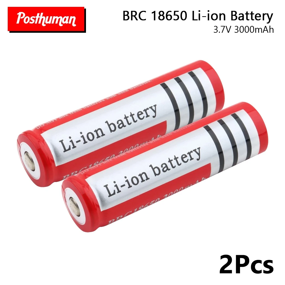 2 pieces POSTHUMAN 1/2/4/6/8 шт. 18650 Батарея 3,7 V 3000 мА/ч, BRC 18650 литий ионный Перезаряжаемые замена батареек большой Ёмкость - Цвет: 2 pieces