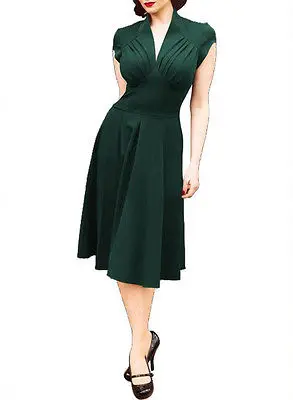 Повседневные Ретро Женские платья 1950s Винтажный стиль зеленый чистый