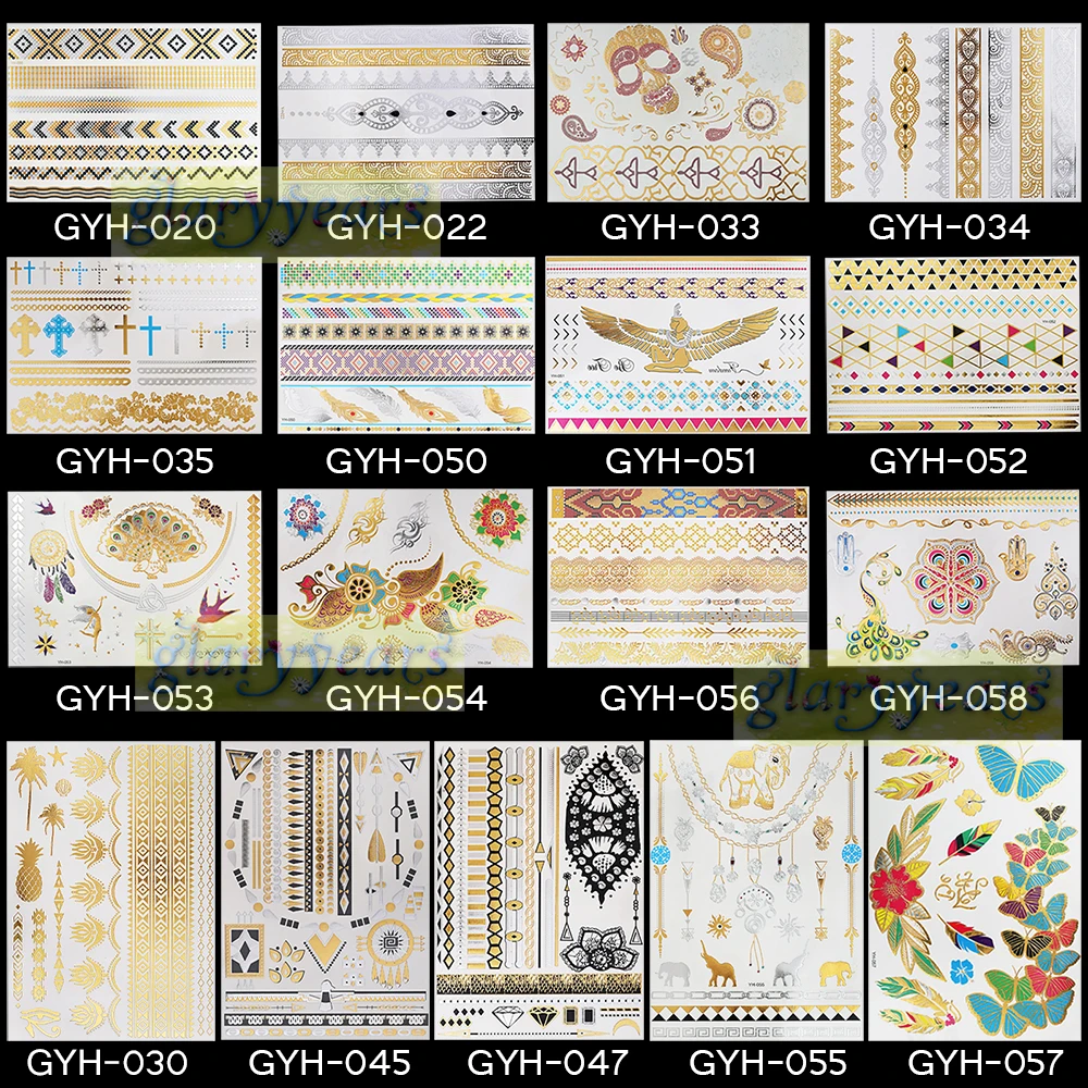 1 шт. новые золотые сексуальные нетоксичные татуировки Henna GYH-030 Pineapplen дерево