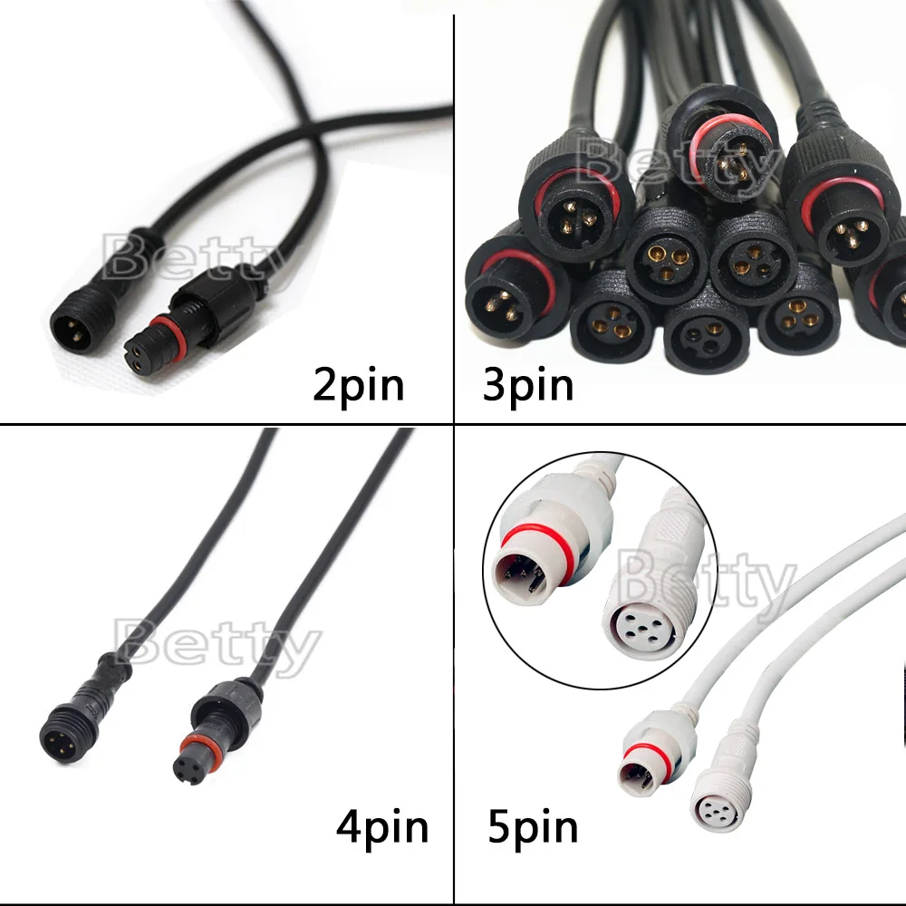 Фото 10 пар/Лот 2pin/3pin/4pin/5pin разъем штекер-гнездо водонепроницаемый кабель светодиодный 10 пар/Лот 2pin/3pin/4pin/5pin разъем штекер-гнездо водонепроницаемый кабель светодиодный