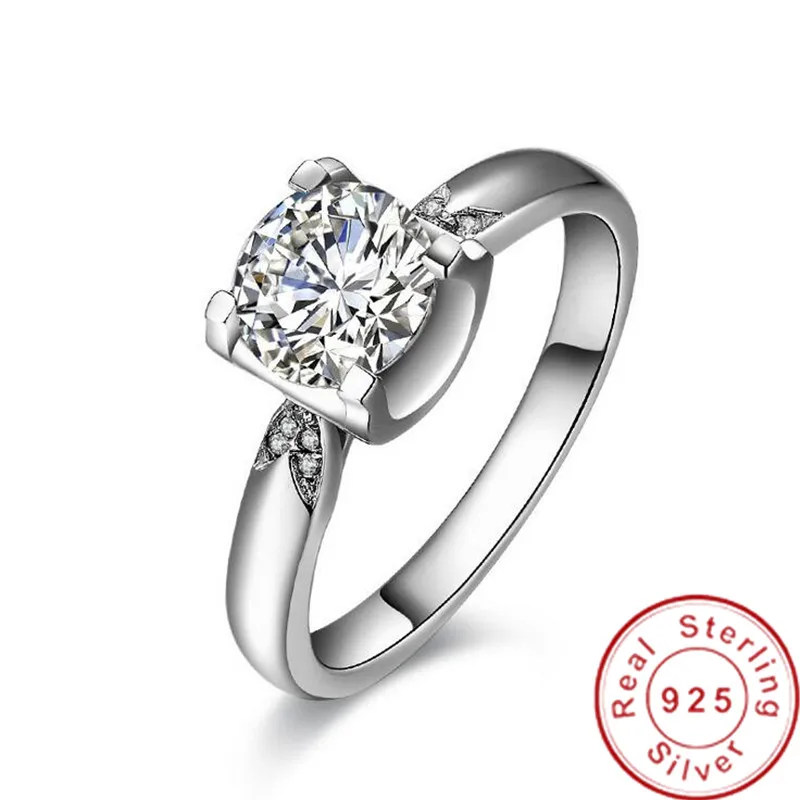 Модное кольцо реальные 925 стерлингового серебра Сона cz обещание обручальные
