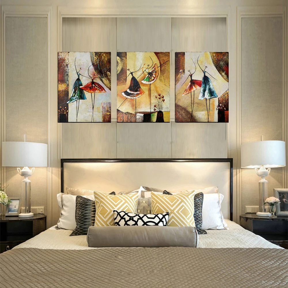 Ручная работа картина маслом 3 предмета настенная живопись абстрактный балет