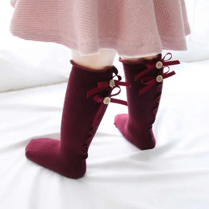 Носки для новорожденных девочек кружевные с бантом на осень | Детская одежда и