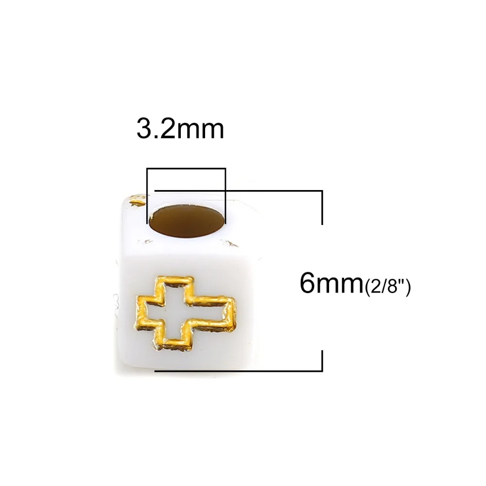 DoreenBeads Acrylic Beads Square White Black Colorful Cross Pattern DIY Findings About 6mm x Hole: Approx 3.2mm 500 PCs | Украшения и