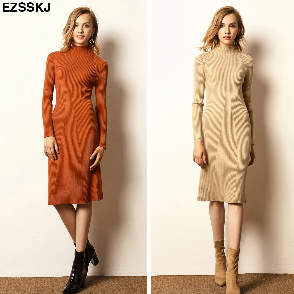 Новое длинное платье свитер с длинным рукавом женское толстое трапециевидной
