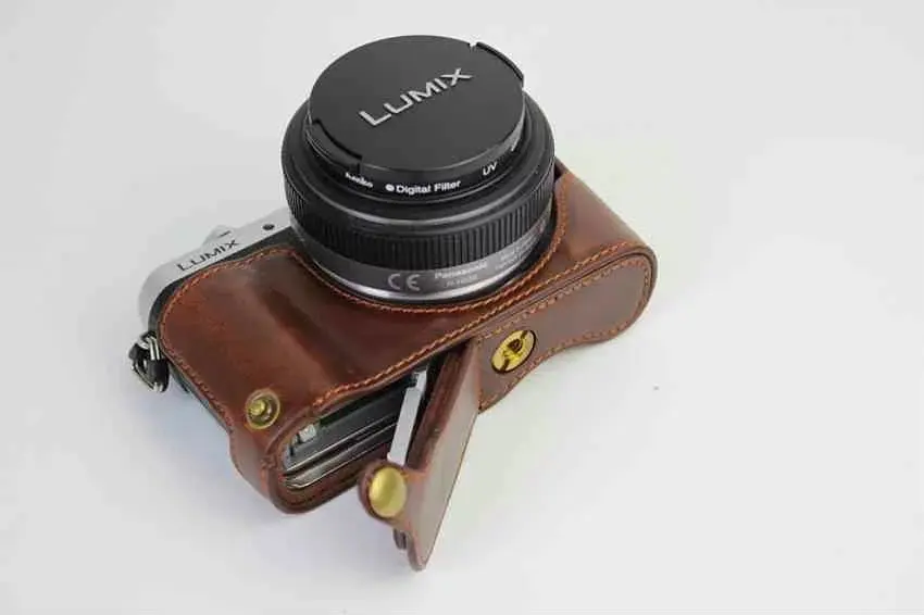 Цифровая Половина корпуса камеры кожаный чехол для Panasonic GF7 GF8 задняя крышка