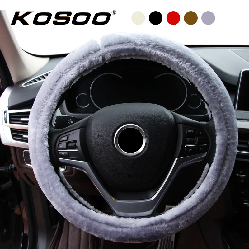 Универсальные Нескользящие чехлы на руль KOSOO для салона автомобиля плюшевые
