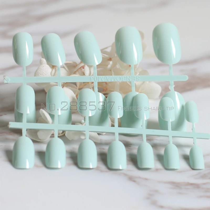 24 шт. новый продукт распродажа длинные маленькие круглые накладные ногти мятного