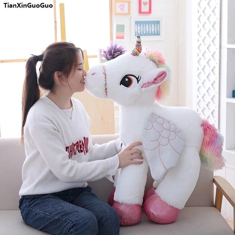 Мягкие плюшевые игрушки большой 90 см милый единорог мультяшный с крыльями мягкая