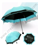 7pclot colour option summer folding mini sunny umbrella 5 times black coating anti uv sky blue two layers lace parasol