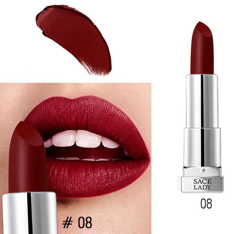 08 SACE LADY 9 цветов Матовая бархатная шелковистая помада Водонепроницаемая длительное увлажнение губная помада легко носить бальзам для губ макияж губы оттенок - Цвет: 08