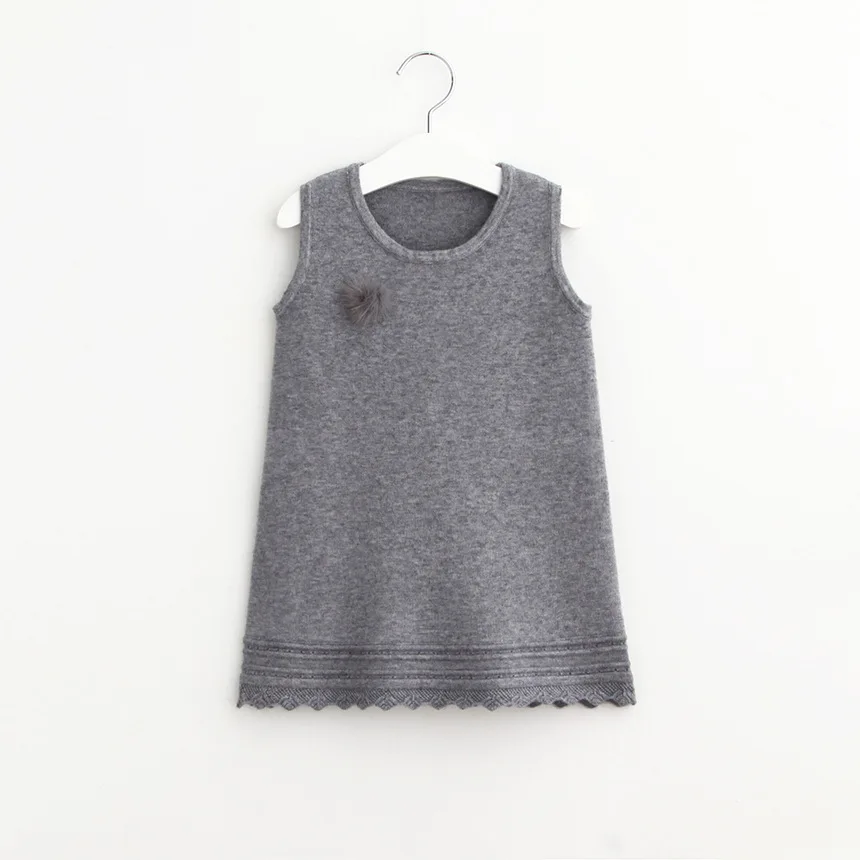 Kids Girls Knit Dress Spring Autumn Slip Dresses Korean Style Floral Hem Design Soft Children Clothing 4Color Slect | Детская одежда и