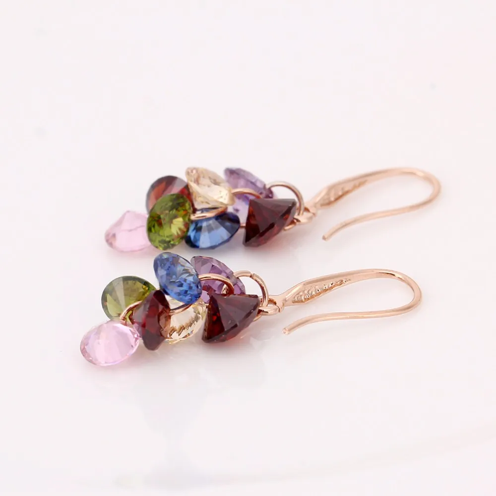 Женские серьги-капельки Manxiuni Разноцветные серьги золотого цвета с кристаллами
