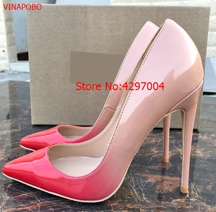 Туфли-лодочки женские с острым носком высокий каблук-шпилька лакированная кожа