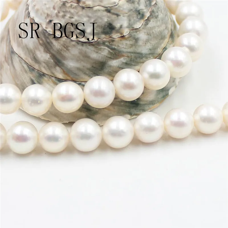 Free Shipping 9-10mm High Quality 5A Grade White Natural Freshwater Round Pearl DIY Beads Strand 15&quot | Украшения и аксессуары