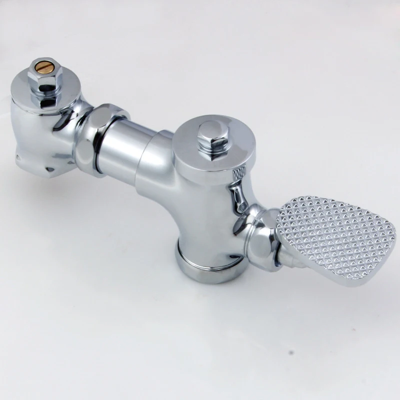 

Free shipping hot sale solid brass flushing valve with foot pressing flusher valve by pedal bathroom chrome flush valve