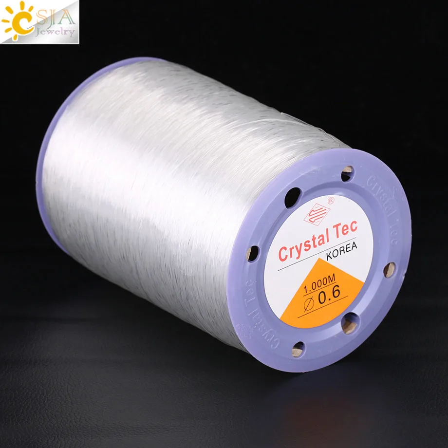 0.6mm CSJA 1000 м эластичная линия Прозрачный Хрустальный шнур 1 рулон тянущаяся нить ручная работа сильная нить для DIY бисерного изготовления ювелирных изделий F375 - Цвет: 0.6mm