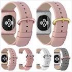 Розовый ремешок для Apple Watch 38 мм, 42 мм, 16 цветов, кожаный ремешок для часов Apple Watch женские пряжки iWatch Series 4, 3, 2 и 1