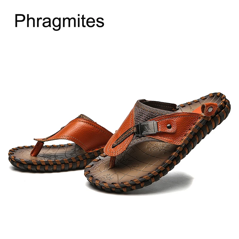 Phragmites Metal Decoration Slippers 2019 New Arrival Men Shoes Summer Beach Flip Flops Handmade Sandals Classic Soft Sandal | Обувь