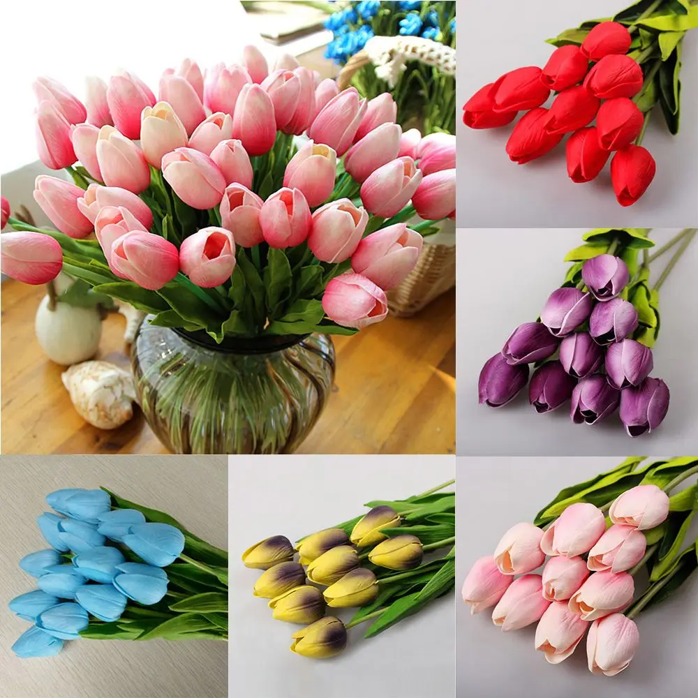 10 шт. красивые реальные цветы латексные тюльпаны искусственный букет поддельные