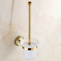 gold brass bathroom toilet ceaner brush holder toilet rack holder bathroom hardware accessories toilet brush holder zd774