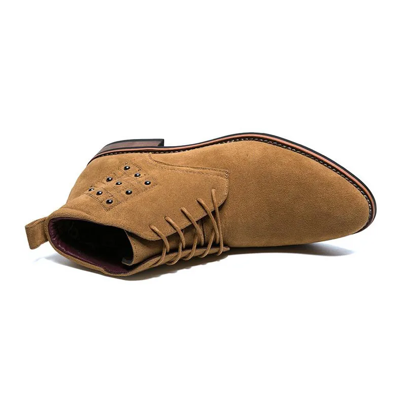KemeKiss Vintage Lace Up Men Ankle Boots Rivet Flats Warm Winter Shoes Fashion British Style Daliy Footwear Size 38-44 | Обувь