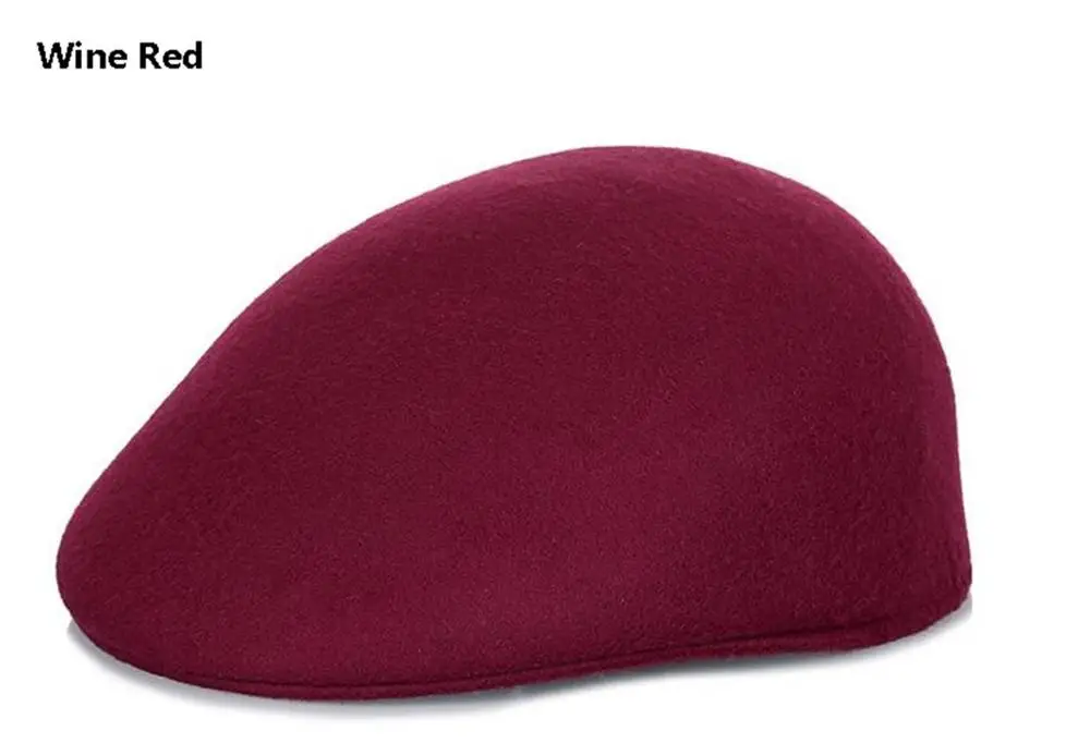 Wine Red Зимние Повседневные шапки Newsboy из толстой шерсти, теплые винтажные плоские шапки плюща для мужчин и женщин, Chapeau Gorro Sombrero M0206 - Цвет: Wine Red