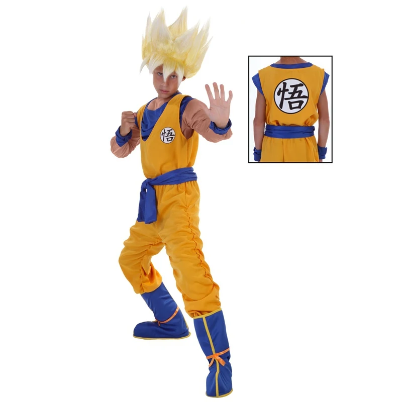 Костюмы для мальчиков Супер Saiyan Goku боевое снаряжение драконий жемчуг Z аниме