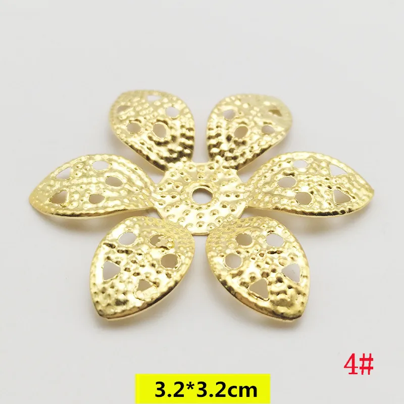 100 шт. Золотой Простой полый цветок штамп тонкие подвески для свадебного