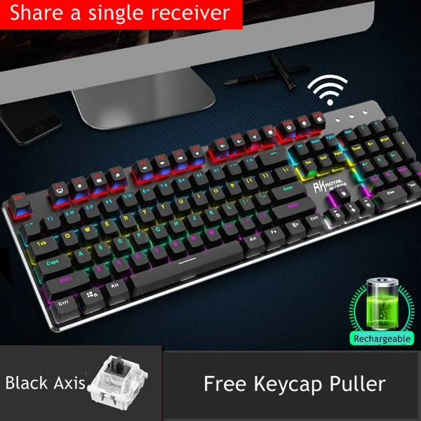 Keyboard Black Axis Royal Kludge RK 935 2,4G беспроводной/проводной двойной режим перезаряжаемая Механическая игровая клавиатура и мышь набор различные режимы светильник - Цвет: Keyboard Black Axis