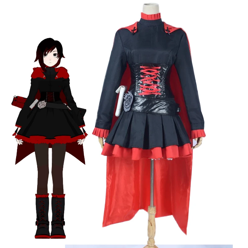 Американский мультфильм RWBY Красный Трейлер Рубиновая Роза маскарадный костюм