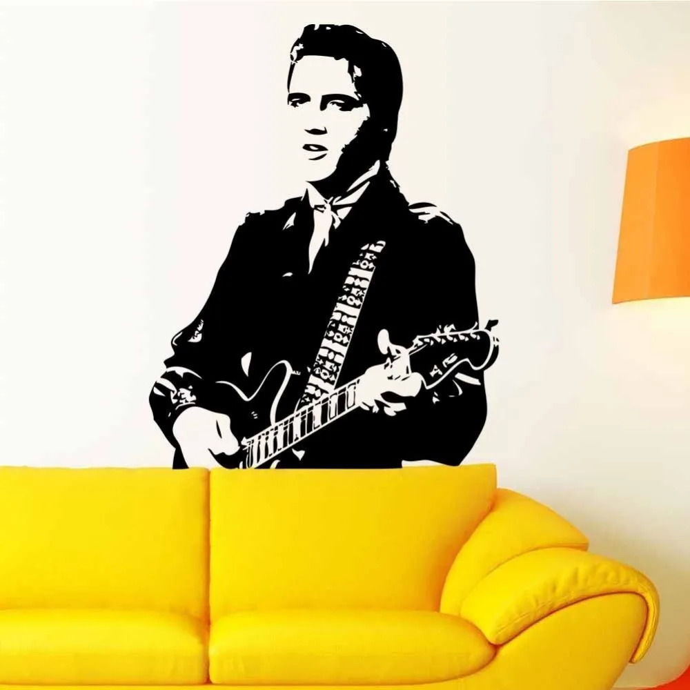Calcomanía de vinilo extraíble con diseño de guitarra, calcomanía de arte para decoración del hogar, pegatina de pared para dormitorio de Chico, D843