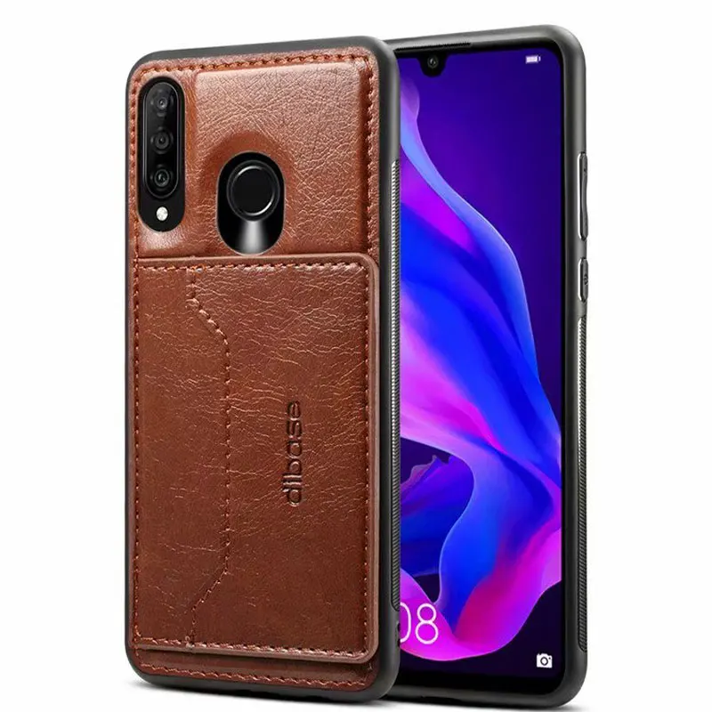 JIATEXIN ТПУ бампер чехол для Huawei P30 Lite PU кожаный Nova 4e подставка держатель с кармашком