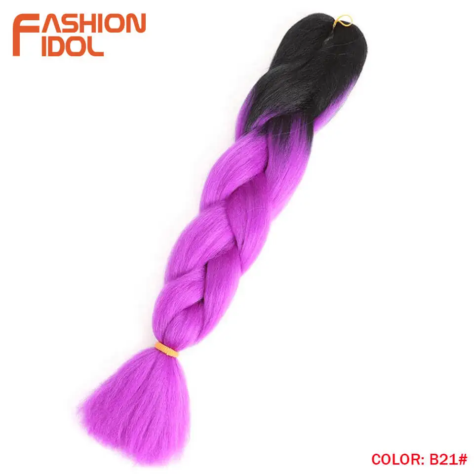 FASHION IDOL Synthetic Braiding Hair Ombre Kanekalon 24 Inch 100g/Pack Blonde Grey Crochet Braids Hair Extensions Jumbo Braids - Цвет: NC/4HL