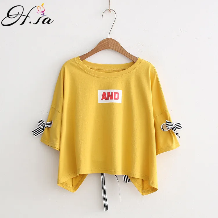 Женские блузки с коротким рукавом H. SA Свободные повседневные рубашки ярких