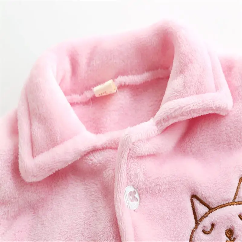 Пижамный комплект 2018 детская фланелевая домашняя одежда для мальчиков и девочек