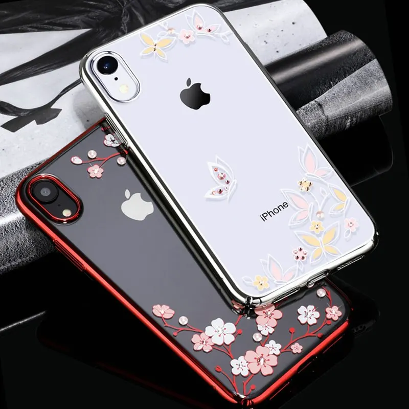 KINGXBAR чехол для iPhone XR цветочный прозрачный цветок iPhoneXR Капа Роскошный Кристалл от