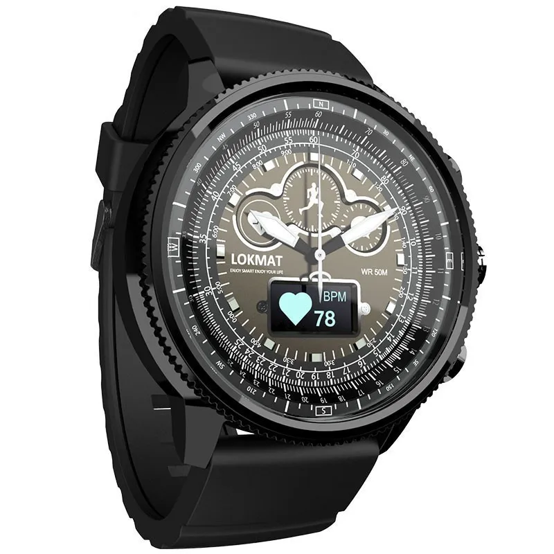 Silicone strap black Новые умные часы LOKMAT для мужчин, спортивные, шагомер, Bluetooth, водонепроницаемые, Relogio, напоминание о звонках, умные часы для ios, Android phone - Цвет: Silicone strap black