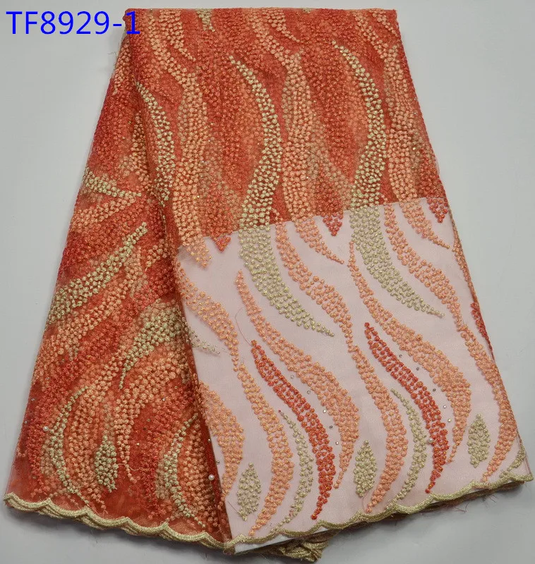 Fashion design French lace wedding dress fabric high quality african with beaded for 5yards tulle laces | Дом и сад