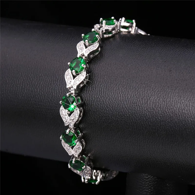 U7 Bangles Кубический Цирконий Браслет Для Женщин Мода Ювелирные Изделия Подарок Золото / Серебряный Цвет Оптом Зелненый Стразы Браслеты С Камнями H689