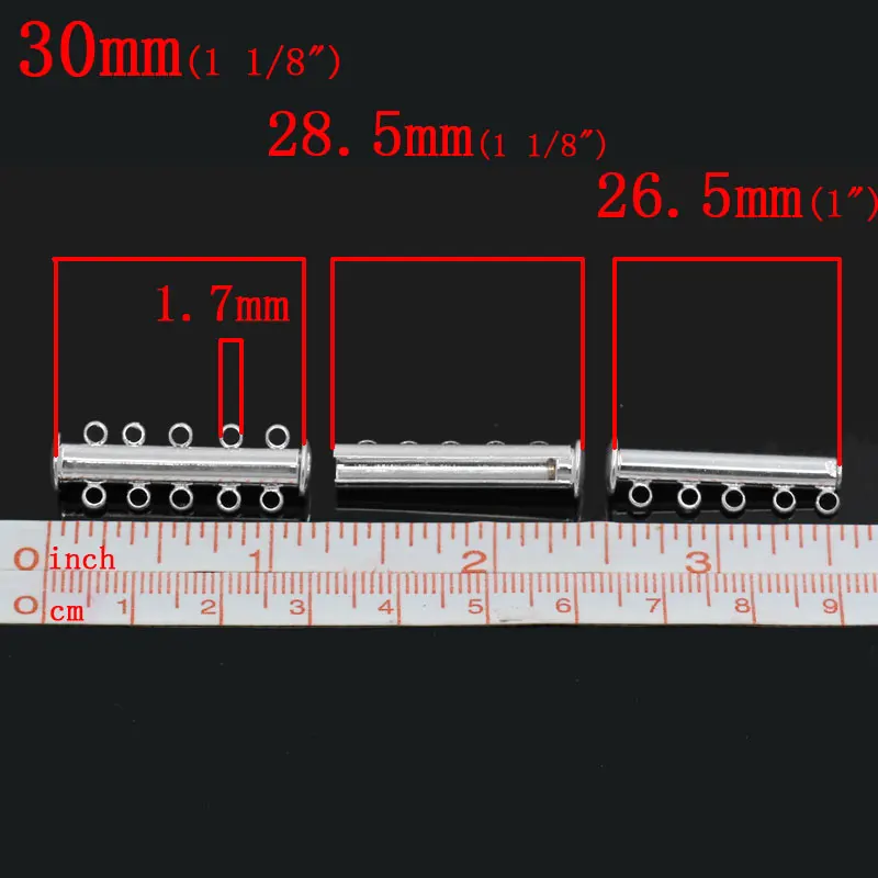 Медные и магнитные заглушки-тогл из гематита с серебряным покрытием 30 мм x 10 (1 1/8