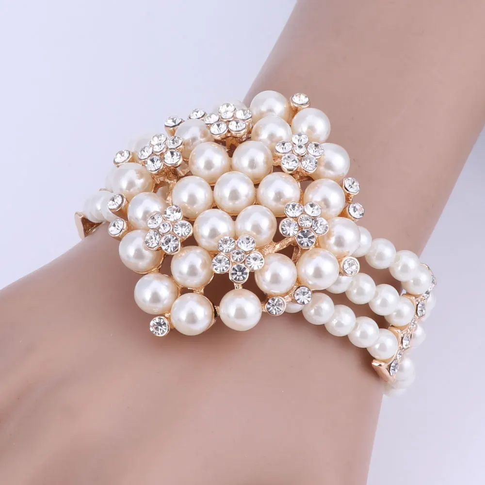 2020 Новая мода имитация жемчуга Дубай золотого цвета ожерелье набор африканские