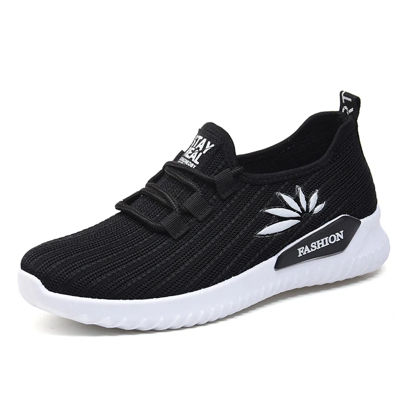Zapatos de mujer; Женская Роскошная обувь без застежки; женская обувь; новые удобные дышащие Прогулочные кроссовки из сетчатого материала; femme GF01B - Цвет: flower Black