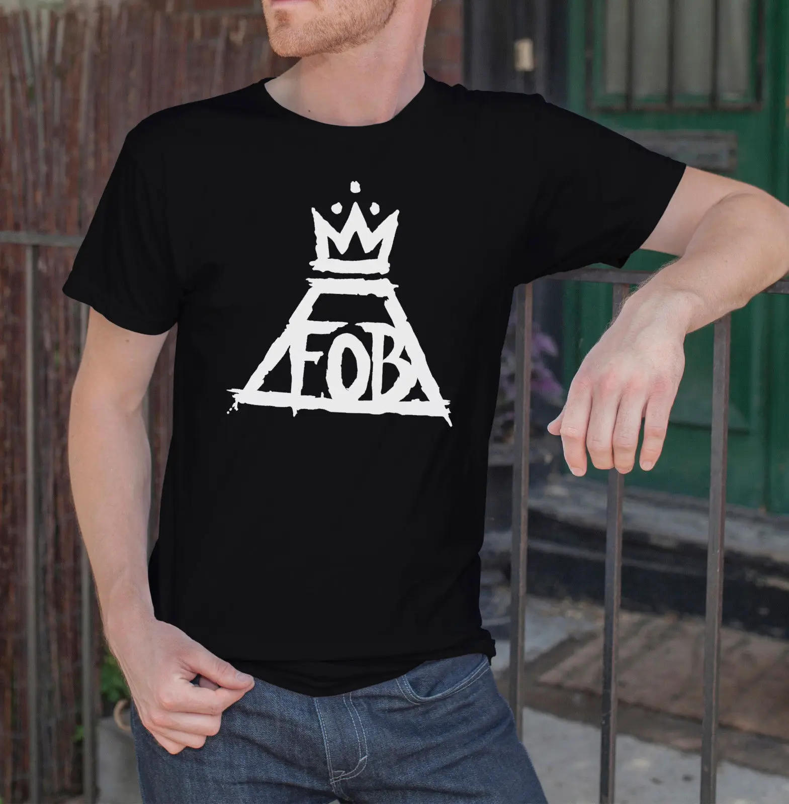 Осенняя мужская черная футболка с принтом FOB Рок короны Патрик пень S XXL