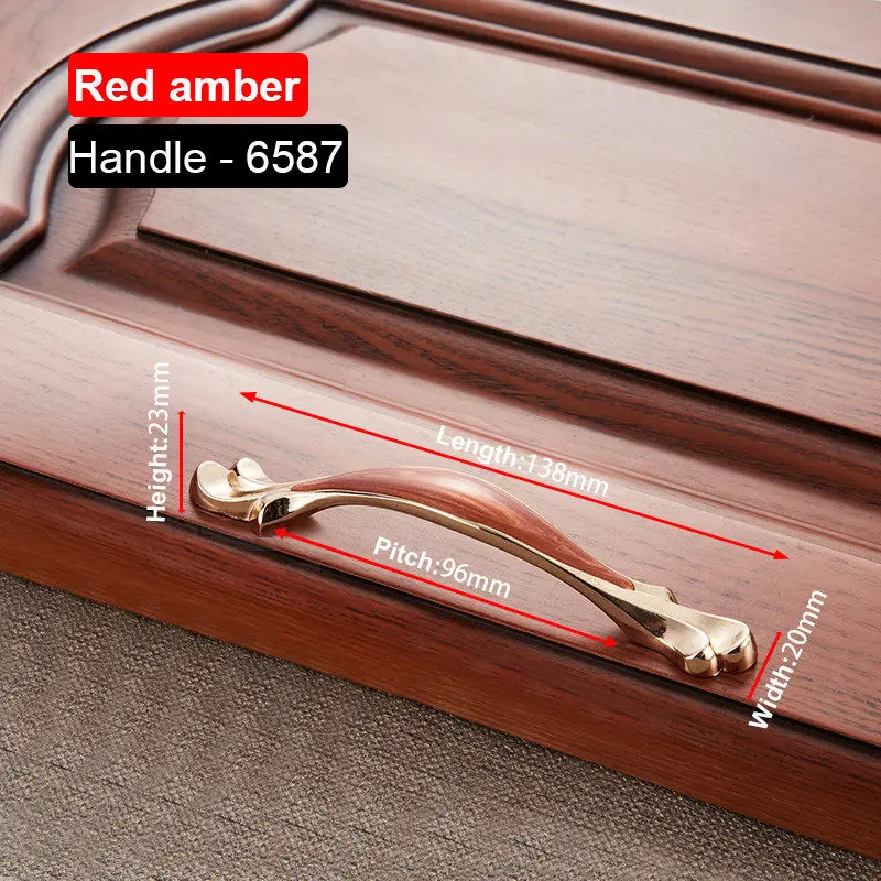 6587-96 Red Amber NAIERDI красный белый Янтарный серии ручки для шкафа цинковый сплав Европейский шкаф ручки для выдвижных ящиков шкаф дверная ручка фурнитура - Цвет: 6587-96 Red Amber