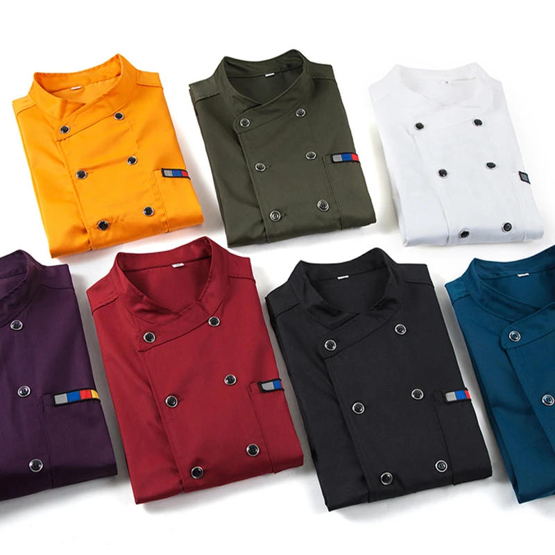 

New short sleeves Chef Uniform Unisex Restaurant Kitchen Breathable Double Breasted Shirt Chef Jacket+cap+apron work clothes