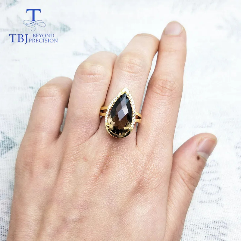 Женское кольцо с драгоценными камнями TBJ 100% натуральный дымчатый кварц