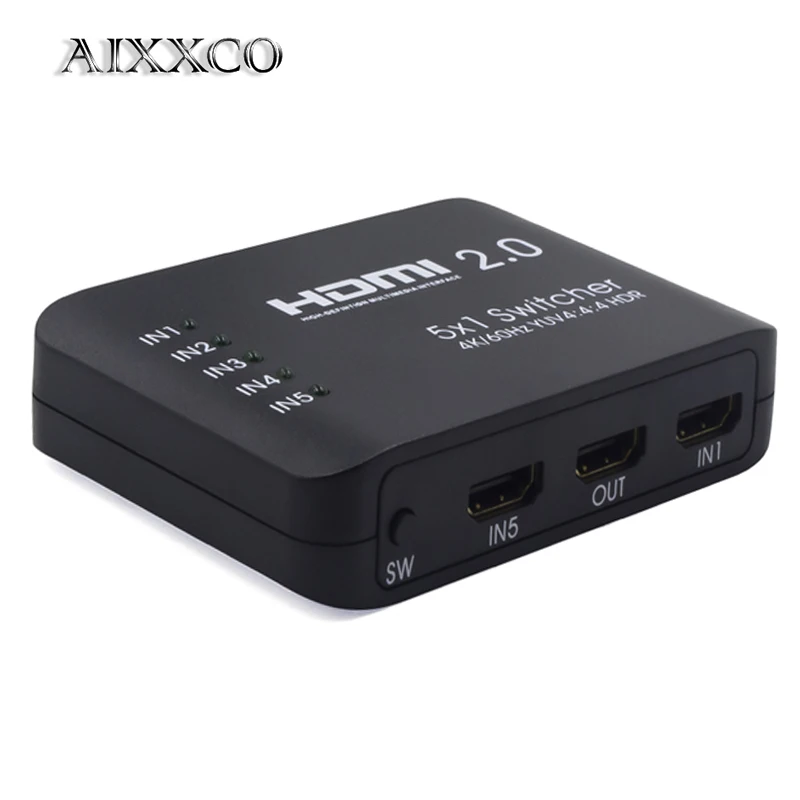 5x1 Switch AIXXCO Mini 4K 3 входа 1 выход HDMI 2,0 коммутатор 3x1 HDR HDMI коммутатор Аудио экстрактор с ИК-управлением для PS4 DVD tv HD tv - Цвет: 5x1 Switch