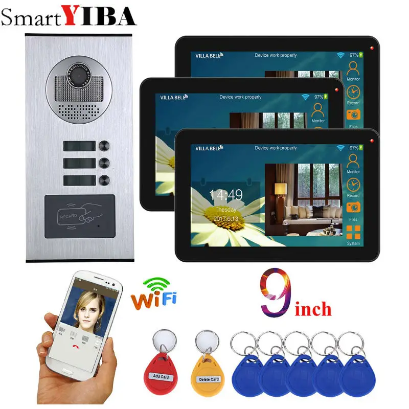 Интерком SmartYIBA проводной с поддержкой Wi Fi и ЖК дисплеем 9 дюймов|Видеодомофон| |