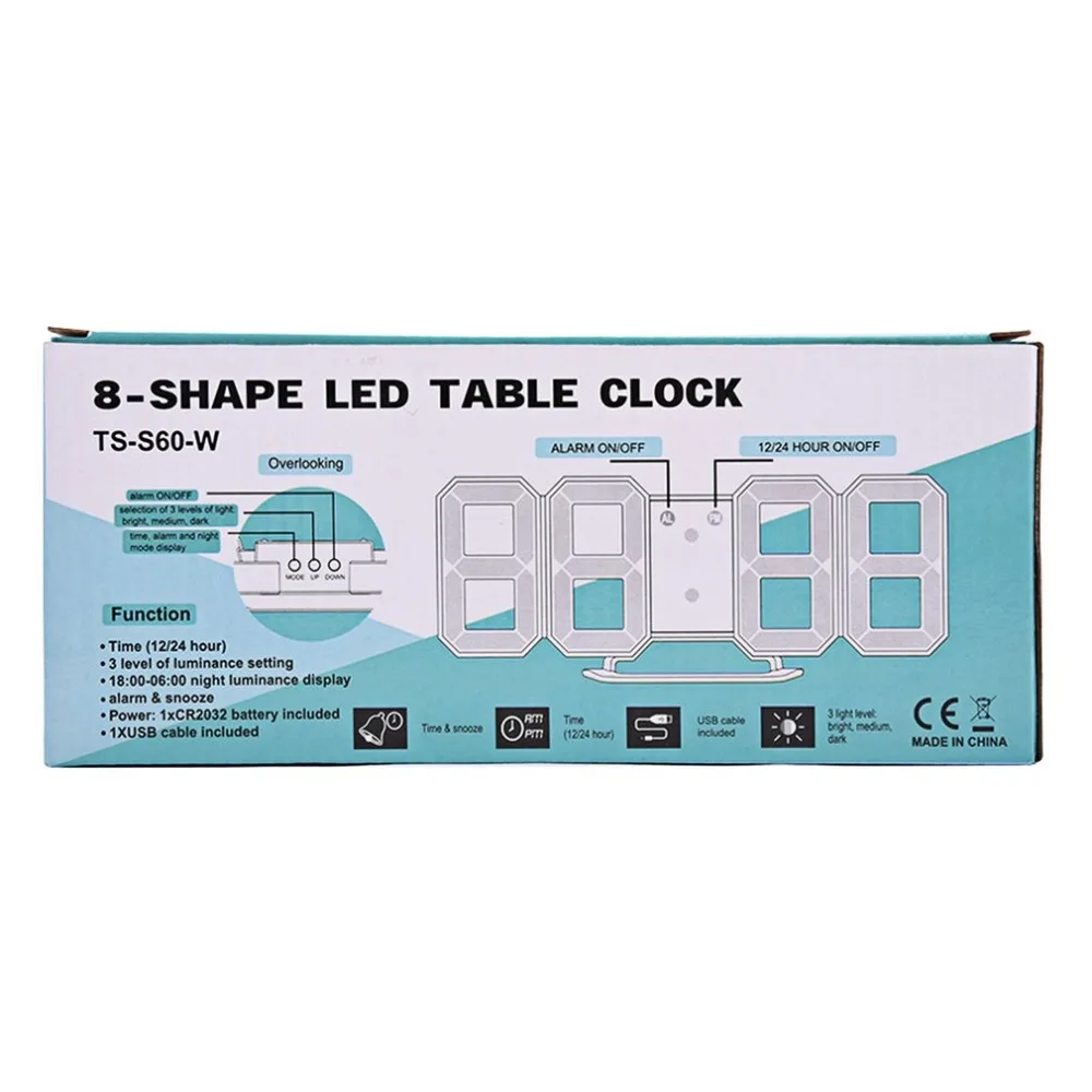 8 Shaped LED Display Desktop Digital Table Clocks Thermometer Hygrometer Calendar Weather Station Forecast Clock |